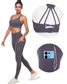 LEGGINS + CROP TOP MONSTER  LEVANTA GLUTEOS GYM SEXY BRA CON BROCHE EN ESPALDA  CONJUNTO DEPORTIVO DE MUJER