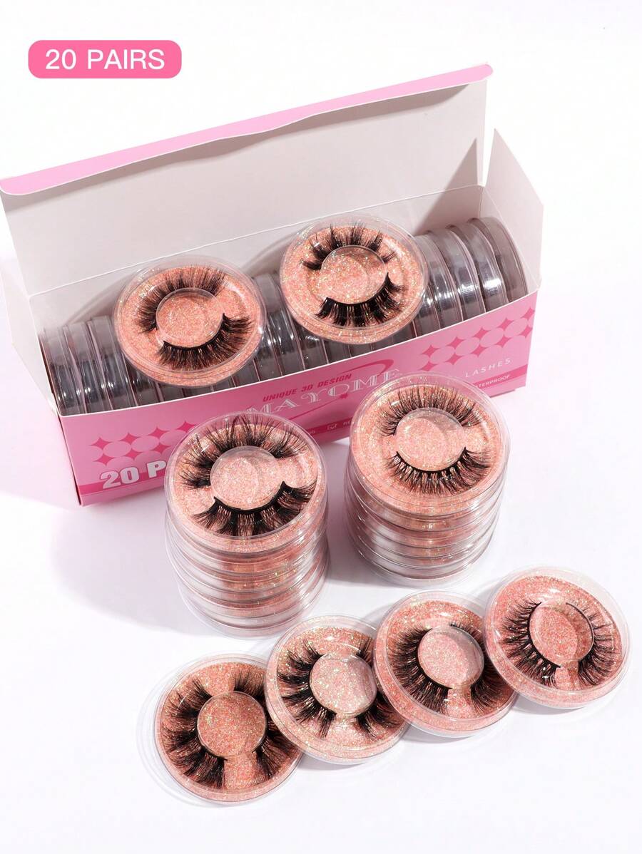 20 par naturalnych pełnych hybrydowych sztucznych rzęs, grube kręcone puszyste rzęsy do użytku na imprezach, komiksowe rzęsy, niezbędne w podróży, pojedynczo pakowane sztuczne rzęsy, naturalne wielokrotnego użytku sztuczne rzęsy z norek 3D, przedłużanie rzęs