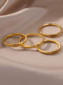 1枚极简天使数字戒指，女士款，316L镀金不锈钢，可调节，时尚配饰，日常佩戴，礼品之选 - 數位戒指 - 查看 10