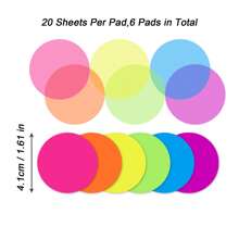 6 Pads Transparent Sticky Notes Colorful, Cute Round Clear Sticky Tabs, Translucent Book Markers Page Flags Stickers, Bible Journaling Accessories Aesthetic Office School Study Supplies Back To School