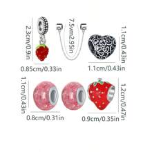 Heart Hollow Beaded Couples Pendant Set, Luggage Set, Lollipop Balloon Charm, Cake Bead Strawberry Glitter Resin Spacer Beads DIY Valentine's Day Bracelet Decoration Accessories