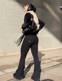 YEOREO Flare Leggings With Pockets For Women Butt Lifting Gym Yoga Leggings Flare Leggings Joggers For Women Summer Clothes For Women - 黑色 - 查看 4