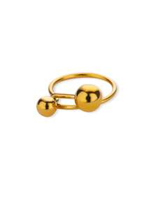 1PC Exaggerated Stainless Steel Bead Ball Rings For Women Men Open Adjustable Gold Color Stainless Steel Ring Waterproof Jewelry Gift