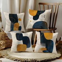 MEMNUN 4 件装 17.7*17.7 英寸（45*45 厘米）/19.69*19.69 英寸（50*50 厘米）/15.75*15.75 英寸（40*40 厘米）波西米亚简约抽象卡其色花卉印花抱枕套 [单面印花] 家居装饰靠垫套，适用于床、沙发、汽车，适合日常使用或高端简约自用装饰，客厅、卧室、床头板。 - 彩色 - 查看 10