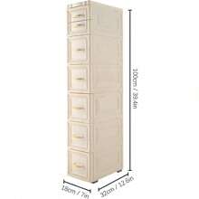 ZhdnBhnos 6 Tier Narrow Storage Cabinet, Vertical Storage Unit With Drawers And Casters, Large Capacity Narrow Tall Slim Storage Tower For Small Kitchen Laundry Living Room Toilet Small Spaces Gap - 白色 - 查看 2