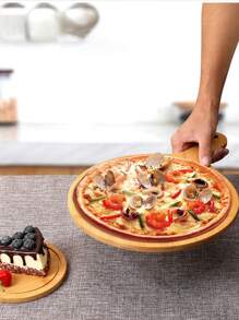 1pc 6-13 Inch Bamboo Wood Pizza Peel Paddle, Circular Baking Tray, Food Serving Platter For Pizza, Bread, Steak, Fruit, Cheese, Pizza/Fruit Cutting Board, Pancake Tray, Baking Kitchen Utensil, Back To School Supplies