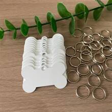 6 件/包升华宠物 ID 标签带钥匙扣，铝热转印狗和猫双面白色宠物防丢失标签