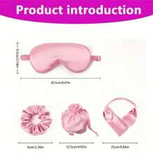 4 Pieces Deluxe Satin Sleep Set: Eye Mask, Matching Scrunchie, Drawstring Bag And Headband - Ideal For Travel And Home Comfort, Unscented Sleep Mask