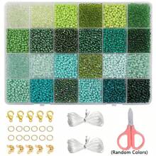 5200pcs 3mm Glass Seed Jewelry Making Kit For DIY Handicrafts And Bracelet, Necklace, Earrings, Ring Jewelry Making, Beading Set Box For Beginners (Random Colors)