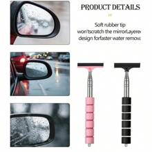 Limpiacristales para espejos laterales, Limpiacristales para espejos retrovisores de coche, Limpiacristales retráctil para espejos retrovisores de coche, Limpiacristales para espejos retrovisores de coche, Limpiacristales retráctil de vidrio auto, Limpiador de agua con varilla telescópica larga, Herramienta de limpieza portátil, Limpiacristales para espejos laterales de coche, Limpiacristales retráctil para espejos retrovisores, Accesorios portátiles para interior y exterior de vehículos para clima lluvioso y neblinoso, Limpiador de ventanas de coche portátil y cepillo para nieve