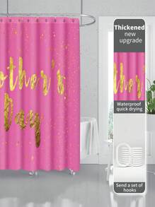 1pc Flower & Letter Print, Mother's Day Element Waterproof Shower Curtain Tapestry, With 12 Hooks Polyester Fabric Bathroom Decor, Waterproof Bathtub Divider, Modern Home Bathroom Decor, Washable, Grommet Top 35inX70in, 47inX70in, 59inX70in, 70inX70in Mother's Day Flowers, Personalized Gifts For Mom, Last Minute Gifts, Mother's Day Ideas, Mothering Sunday Gifts, Handmade Cards For Mum, Best Mother's Day Gifts Under $50