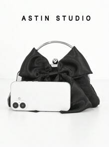 Mini Floral Design Wedding Clutch Bag, Evening Bag - Black - View 7