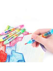 4pcs/Set Colored Wax Crayons Suitable For Unisex DIY Graffiti, Painting And Coloring - Multicolor - View 4