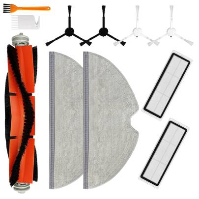 适用于小米 1C/2C/1T、米家 1C STYTJ01ZHM 吸尘器的替换部件，配件可拆卸刷/主刷/滚刷、HEPA 过滤器、侧刷/边刷/角刷和超细纤维拖把布/拖把布。