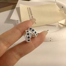 Pendientes de zafiro para hombres y mujeres, en el mismo estilo que los pendientes de plata de ley con circonita azul sintética para orejas perforadas, pendientes de moda
