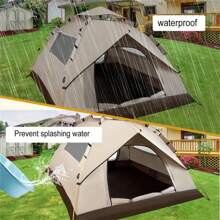 Automatic Quick-Opening Tent Outdoor Self-Driving Travel Camping Tent Automatic Quick-Open Tent Rainproof Sunshine-Proof Tent Fishing Beach Sunshine Shelter 2-3/3-4 Person Portable Fishing Hiking - Màu be - Xem 6