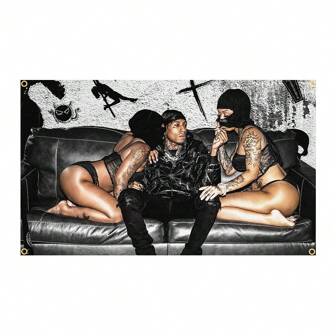 Youngboy Never Broke Again I Rest My Case American Hip Pop Music Flag Party Tapestry With Four Brass Decorations For College Dorm Bar Room Guys Man Cave Frat Bedroom Aesthetic Room Decor