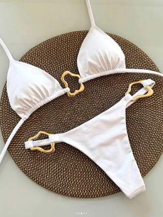 Neuer sexy europäischer und amerikanischer Stil einfarbiger Träger-Schnallen-Accessoire Bikini Badeanzug für Frauen