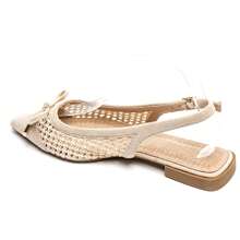 Pointed Toe Woven Open Toe Ballet Flats, Fashionable & Comfortable Women Flats - Beige - View 4