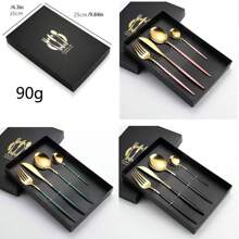 4pcs Stainless Steel Flatware Set, Gold Cutlery Set With Knife, Fork, Soup Spoon And Tea Spoon, Gift Box, Polished Tableware, Suitable For Dining, Parties, Family Gatherings