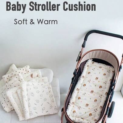1pc Soft & Comfortable Boucle Stroller Blanket, Thickened Non-Slip Stroller Pad, Suitable For Crib & Bassinet, Reversible