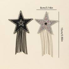 1pc Star Tassel Patch With Heat Melt Glue, Suitable For DIY Craft Accessories, Clothing Patch Decorations, All Seasons