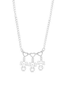 Daughter Girl Pendant Necklace In Stainless Steel Does Not Darken Can Get Wet - 3 Girls - View 3