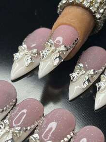 30 Pcs Bow Nail Charms Silver Nail Charms Bowknots 3D Alloy Nail Bows Nail Art Charms Bow Charms For Nails Design Nail Supplies Nails Nail Gems - Silver - View 2