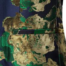 Plus Size Men Floral Jacquard Blazer Suit Jacket For Party & Wedding - Green - View 4