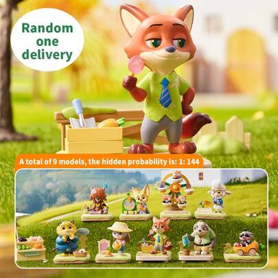 Miniso 名创优品疯狂动物城秋季庄园系列盲盒，3D卡通人物模型，桌面摆件及礼品收藏（1个随机发货）
