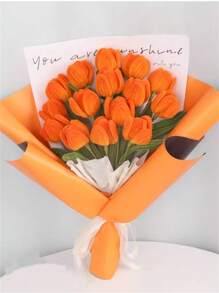 375 件扭结工艺套件,DIY 手工艺术品 - 包括 200 件扭结、2 根热胶棒、150 件绒球、1 条花园胶带、1 张迷你卡片、10 颗小珍珠、10 根纸包铁丝,适用于母亲节花束、情人节礼物、毕业礼物、婚礼和生日 - 鬱金香多色花束 - 查看 15