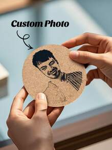 1pc Custom Wood Coaster Personalized Text Photo Coaster Custom Engraved Coaster Personalized Coaster Engagement Gifts Bridal Shower Gifts Wedding Gifts Couple Gifts Anniversary Gifts Ideal Father's Day, Birthdays, Or Anniversaries Gifts For Mother, Father, Boyfriend, Girlfriend, Wife, Husband Water Bottle, Multi-Functional, Adjustable,Home & Living,Haunt Your Home,Souvenirs,Elegant Living - Brown - View 3