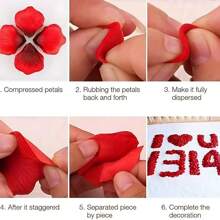 1000 片丝绸玫瑰花瓣，红玫瑰花瓣，适合浪漫之夜、婚礼、求婚、周年纪念装饰 - 彩色 - 查看 8