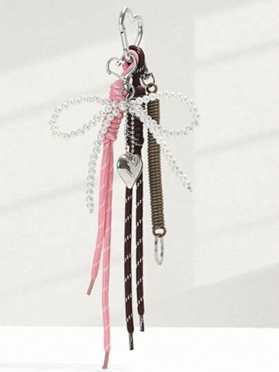 Llavero de carro personalizado hecho a mano, con estilo similar al colgante de bolso de bloguero, con nudo de moño y cuerda tejida, accesorio de mujer estilo Y2K