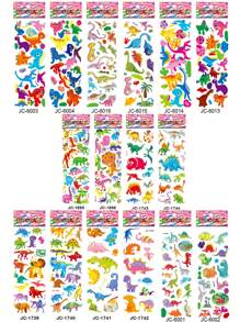 5pcs Kids Cartoon Vehicles, Animals, Dinosaur Theme 3D Embossed Stickers, Scrapbooking Decorative Stickers, Ideal Gift For Boys (Assorted Combination Of 5 Dinosaur + 5 Vehicles, 5 Dinosaur + 5 Animals, 5 Vehicles + 5 Animals)