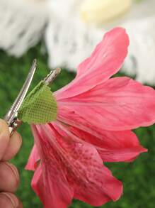 1 件仿杜鹃花发夹，适合度假、旅行、海滩、拍照、服装爪夹发夹发夹 - 彩色 - 查看 4