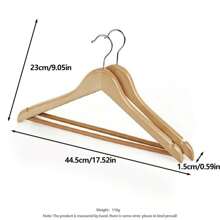10pcs/5pcs/2pcs Natural Wood Color Vintage Thick Wooden Hangers, Suitable For Weddings, Garment Stores, Hotels, Bedrooms, Bathrooms, Wardrobes, Malls, For Tops, Dresses, Pants, Suits, , For Kids & Decor, All Seasons