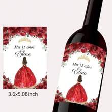 20 unidades Etiquetas adhesivas personalizadas para botellas de vino, etiquetas decorativas con corona de 15 cumpleaños, crea tus propias pegatinas personalizadas | Pegatina con cita favorita | Pegatina personalizada | Troquelado, regalos únicos e ideales para ella, novio, novia, papá, mamá, familia, amigos, mascotas, hija, estudiantes, hijo para aniversarios, cumpleaños, graduación escolar, hogar, oficina