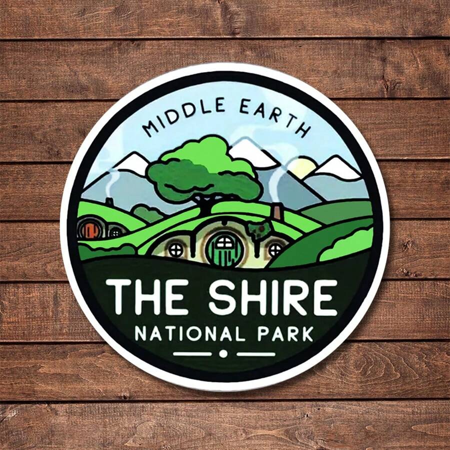 1/2/5件組 The Shire National Park 貼紙，正向勵志貼紙，適合筆電、水壺、汽車、滑板的自我關懷貼紙，鮮豔設計趣味搞怪，抗UV，適用於電腦、滑板、保溫杯，最適合貓奴的禮物 - 彩色 - 查看 1