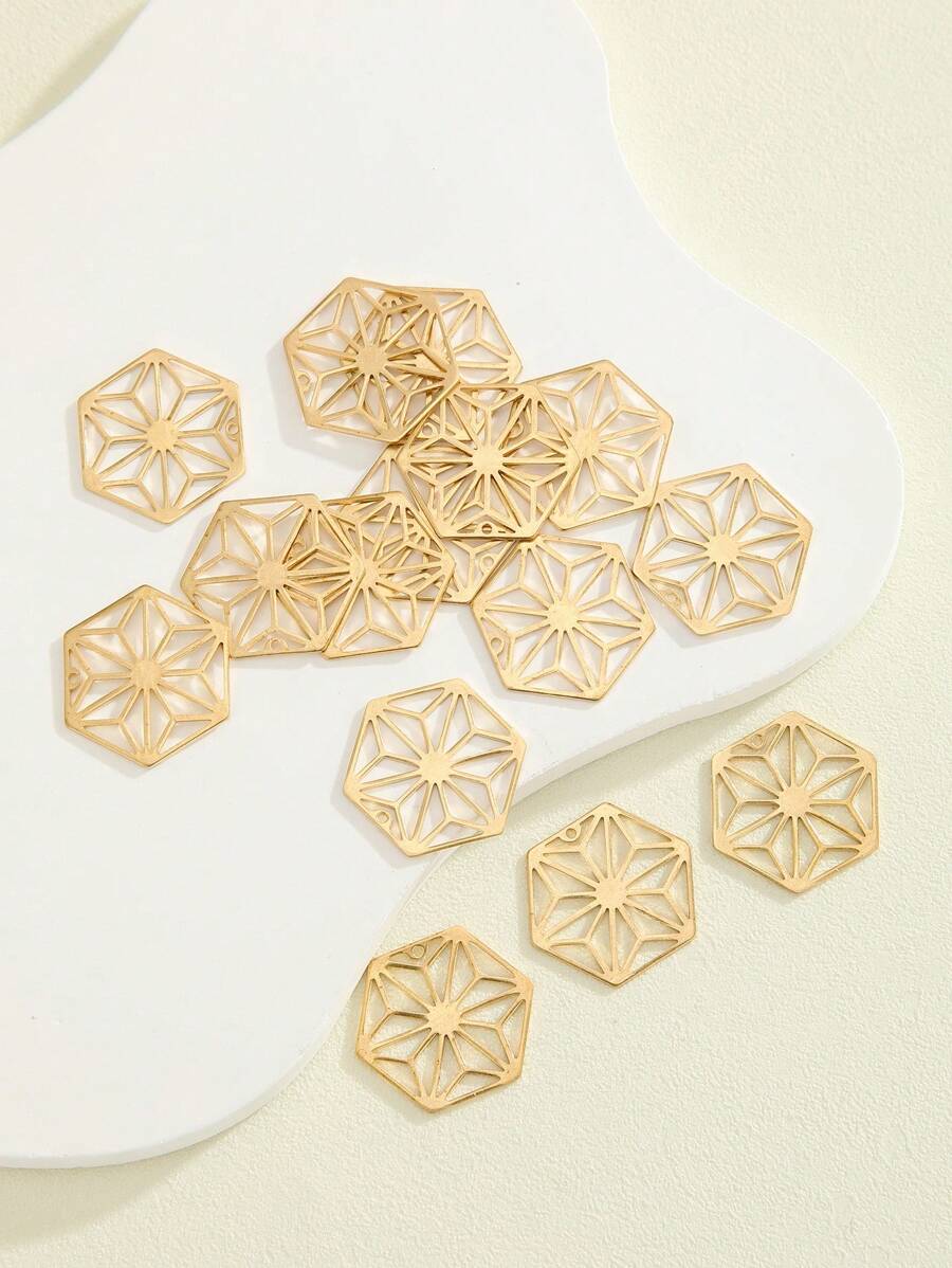 15 件六角空心单孔金属耳环组件