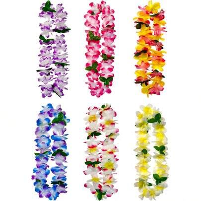 8 st färgglada hawaiianska konstgjorda blomsterlejr, hawaiianska blomhalsband, tropiska blomstergirlanger, hawaiianska blomlejr för vuxna, presenter till strandfest och vuxen, hawaiianskt temafest, strandcampingtillbehör, examenspresenter till mors dag