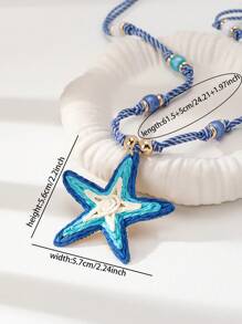 1 pièce Collier bohème d'été avec perles, pendentif carte de tarot, collier avec perles de graines, étoile de mer en raphia pour voyage et plage. Bijoux bohèmes pour femmes