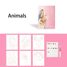 6 Stück/Set kreative Aquarell-Malereien - Malbücher für Erwachsene mit landschaftlichen und floralen Designs, beinhaltet Aquarellpapier und -farben für künstlerisches Zeichnen und Malen, kreative Freizeitaktivität, Muttertag, Geschenk für Mutter, Schulanfang, Schulmaterial - Verschiedenfarbig - Übersicht 10