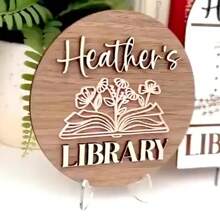 Logo personalizado de biblioteca, decoración de estantería, regalo para amantes de los libros, símbolo de bibliófilo, decoración de rincón de ratón de biblioteca, señalización de librería, decoración de habitación con aroma a libro, icono de libro - multicolor - Ver 6