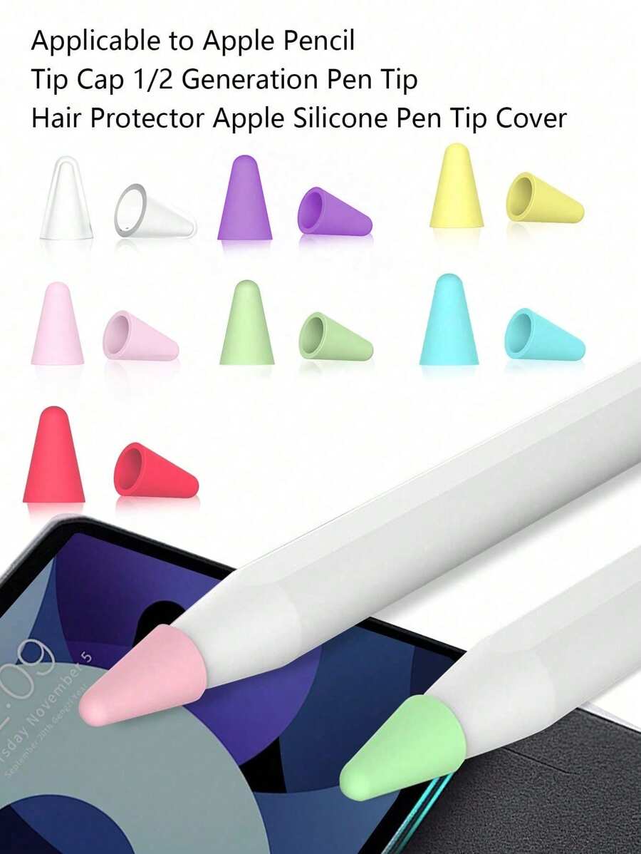 5pcs Soft Silicone Nib Tip Protective Covers, Quiet, Replaceable Nib Tips Compatible With Apple Pencil 1 & 2, IPad Pencil - Multicolor - View 1