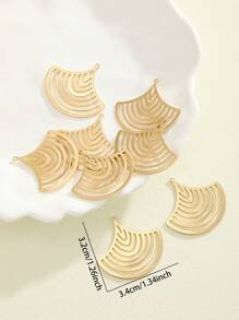 8pcs Hollow Fan-Shaped Earring Components Made Of Copper Material, Suitable For Earrings, Necklaces And DIY Jewelry Assembly - Brass - View 4