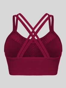 1pc Seamless Breathable Wireless Lace Supportive Adjustable Lift Yoga Sleep Wireless Bra For Plus Size Women - Burgundy - View 5
