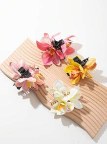 Claw Clips 4pcs Goddess Butterfly Hair Clips With Faux Flower, Romantic Atmosphere Hair Accessories, Suitable For Beach Photos And Vacation, School Stuff, College