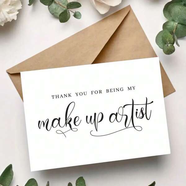 1pc Personalized Wedding Thank You Greeting Card For Makeup Artist - Elegant Appreciation Note For MUA, Wedding Hairdresser, Vendor Gratitude - English,Back To School,School Supplies
