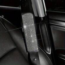 1pc Car Seat Belt Cover Shoulder Protection Set With Sparkling Rhinestone Leather Seat Belt Cover Suitable For All Cars - one-size - View 5